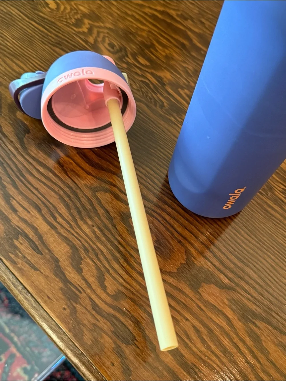 Owala periwinkle Blue Water Bottle with Pink Accent 24oz